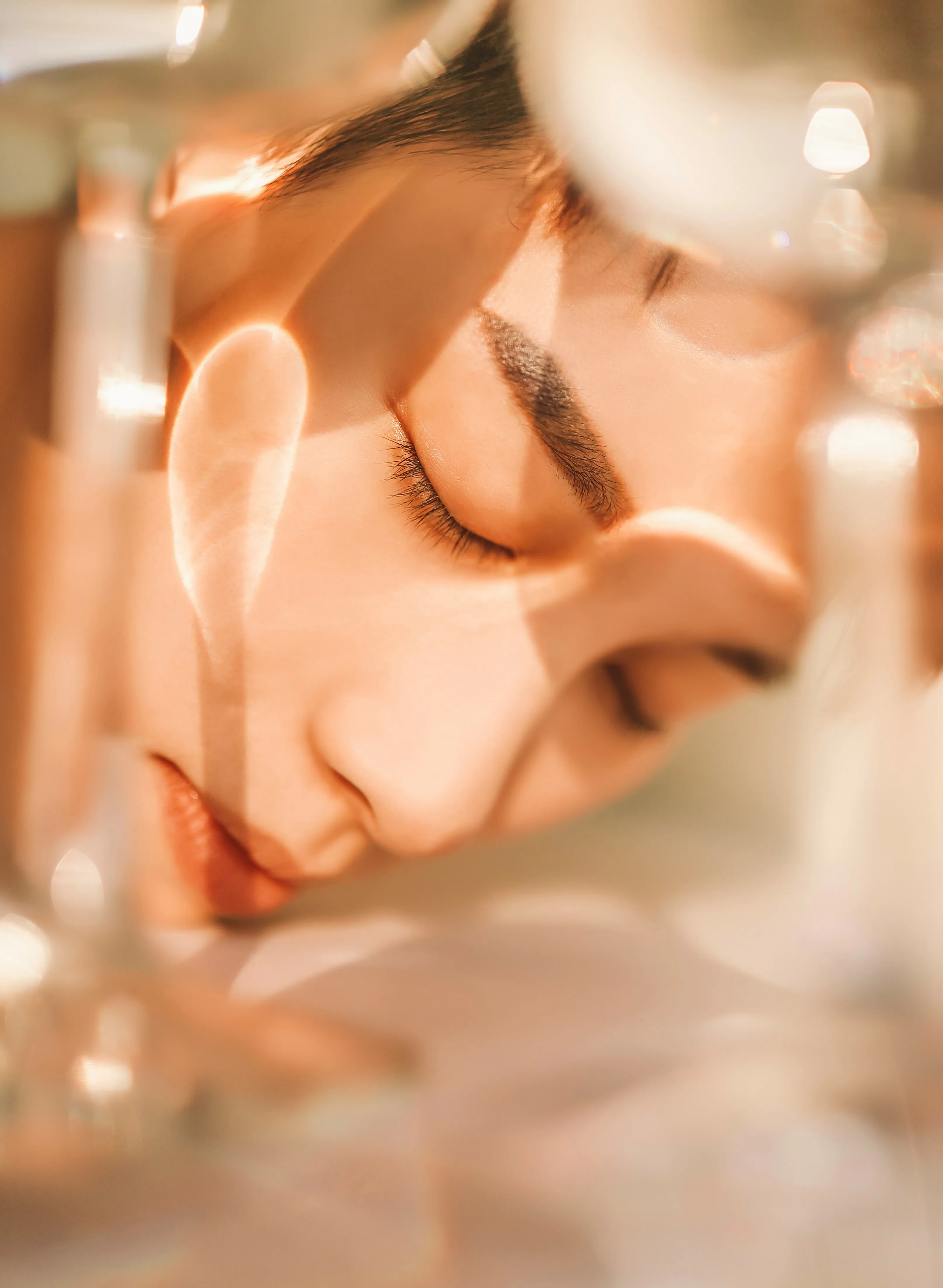 A close-up portrait in warm light